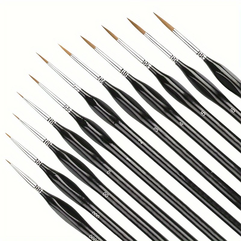 11pcs Fine Detail Paint Brush Set - Sturdy & Precise Miniature Brushes - Ideal for Warhammer 40k, Model & Art Painting