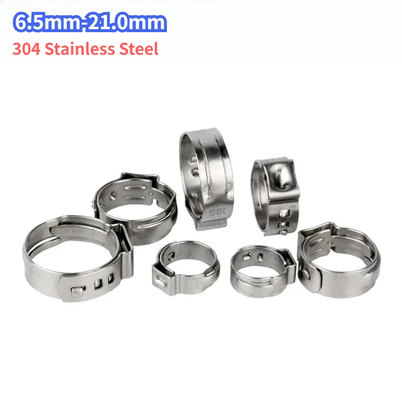 Single Ear Hose Clamps with Pliers Hose 6.5mm-21.0mm 304 Stainless Steel Mini Clips One Ear Stepless Pipe clamp
