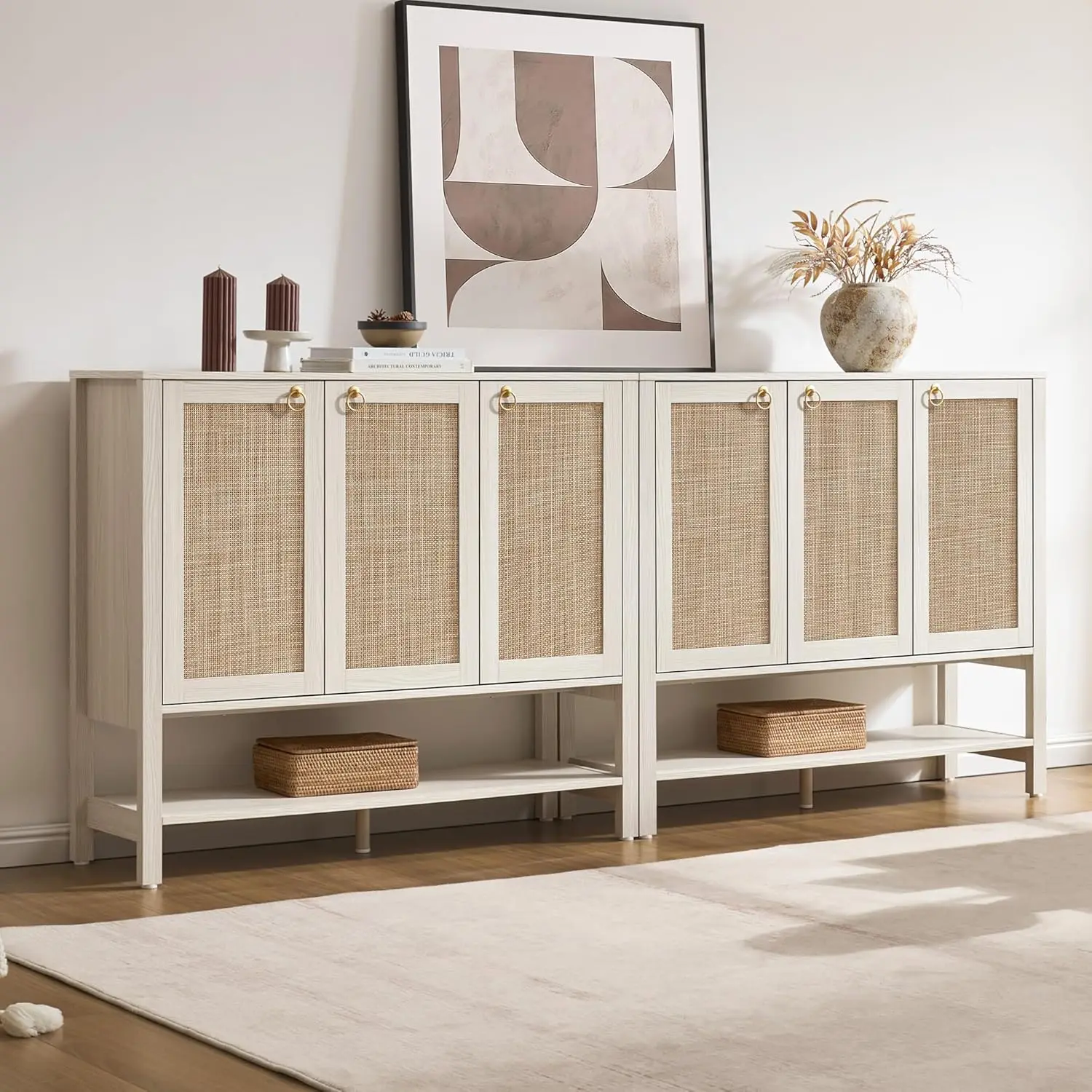 

Тумба для обуви с местом для хранения - 2 больших органайзера для обуви в стиле бохо с 3 дверцами и регулируемыми полками, высокая, на заказ