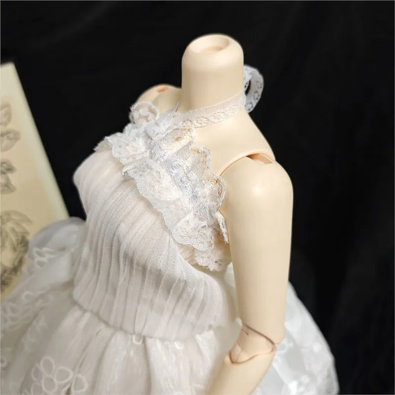 1/3 Scale BJD Doll Outfit Heavy White Lace Layered Trailing Wedding Gown Lolita Princess Dress Doll Dress Up Accessories