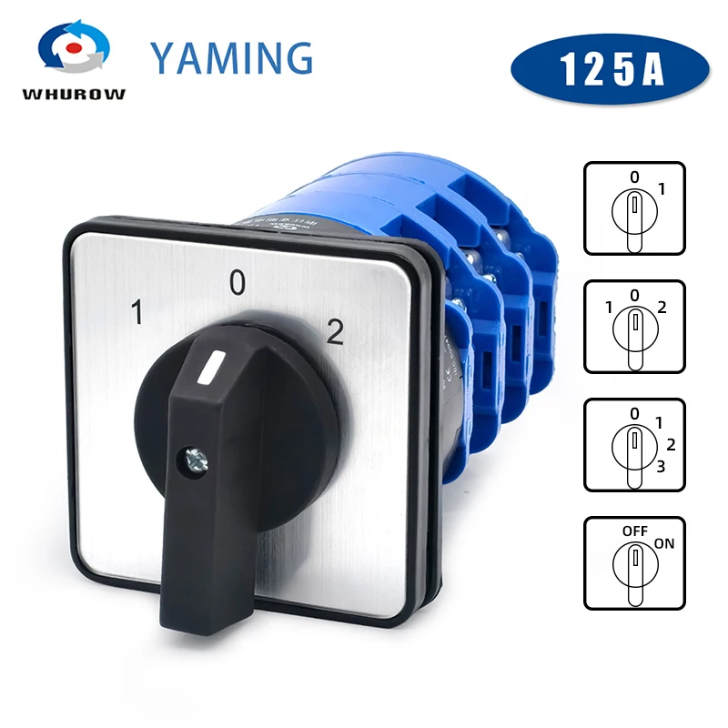 125A Three Poles LW26-125/3 Multi Position Panel Mounting Cam Changeover Rotary Switch Silver Contact LW28 YMW26