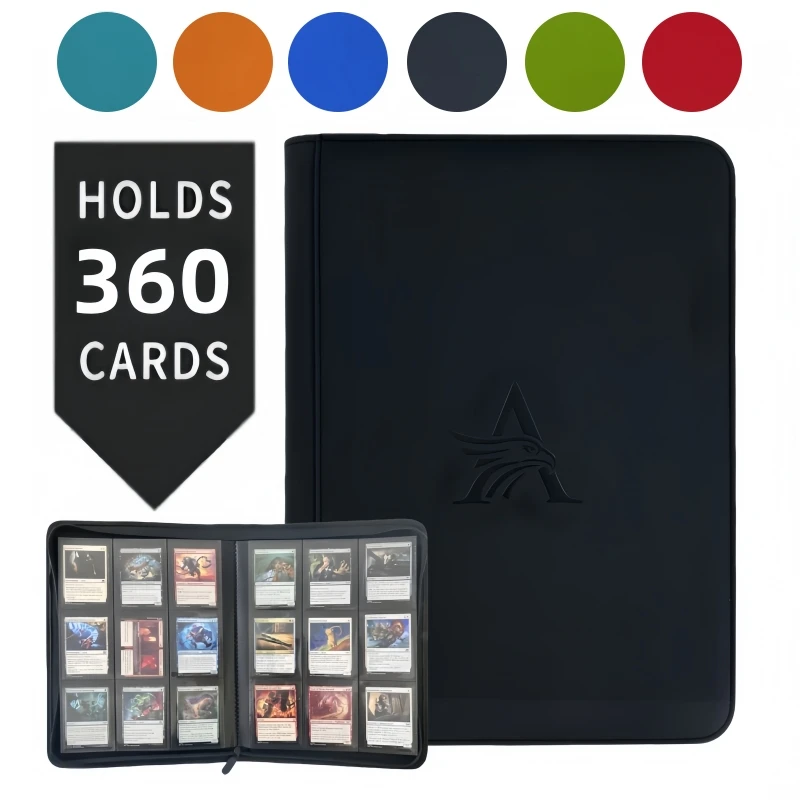

Папка для карточек с 9 карманами, папка для торговых карточек премиум-класса на молнии, двухсторонняя карманная папка из искусственной кожи на 360 градусов, коллекционный альбом, папка для карточек