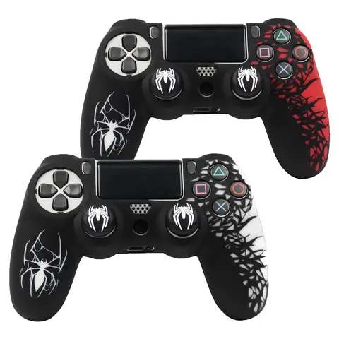 Capa de silicone macio para capa de controlador PS4, 360 °   Proteção total, à prova de suor e antiarranhões, sem desbotamento, com tampas para polegar