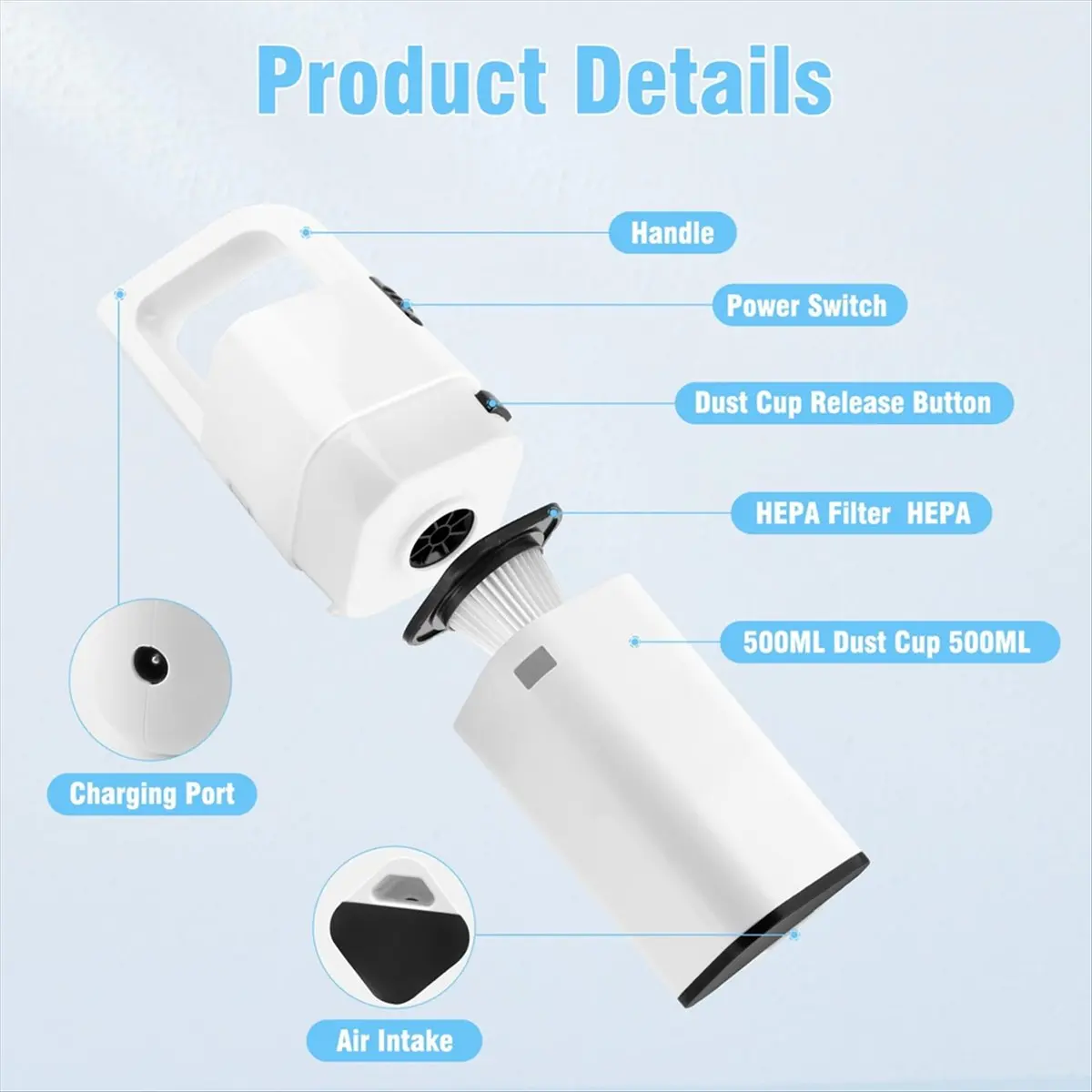 

Верхний портативный пылесос Winner Test 20000Pa Ручной пылесос с аккумулятором, Автомобильный ручной пылесос Беспроводной