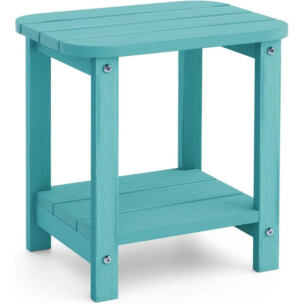 

Уличный двухуровневый приставной столик, 16-дюймовый всепогодный небольшой столик для патио, подходит для использования в помещении или на улице, небесно-голубой