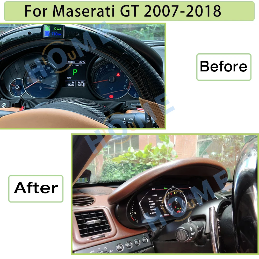 12.3 Inch LCD Dashboard For Maserati GT Gran Turismo Quattroporte 2004 - 2018 Linux Digital Speedometer Virtual Cockpit Panel