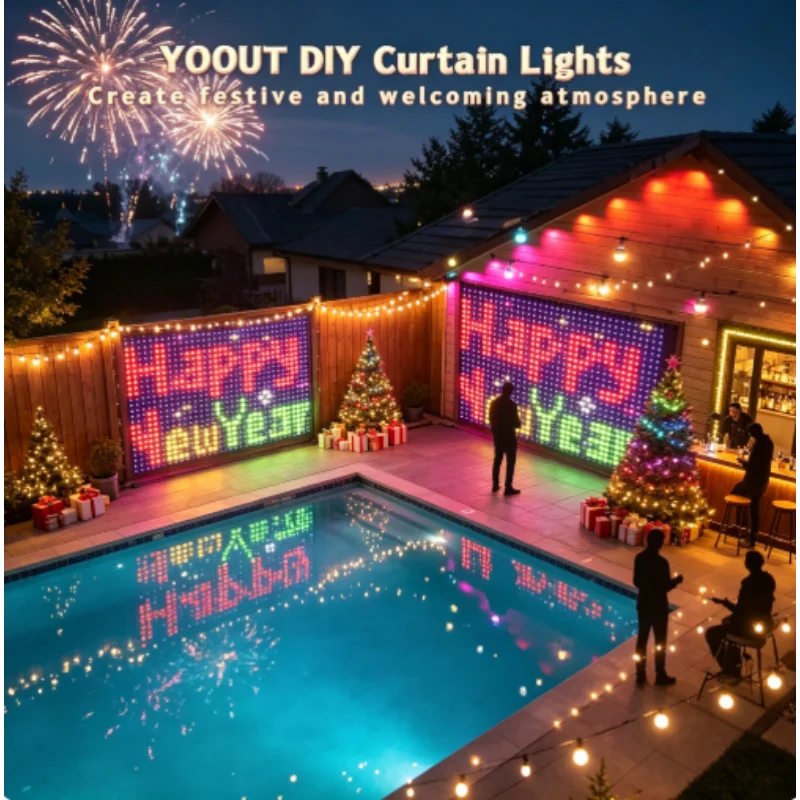 400個のledを使用したスマートledストリングライト。カーテンやガーランドとして使用可能。bluetoothアプリで制御。クリスマス、diy、写真の展示、パーティー、結婚式などの装飾に最適。