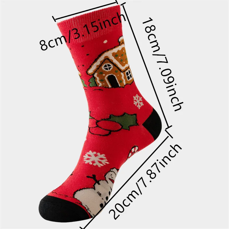 8 par świątecznych męskich skarpet, duży rozmiar, jesień-zima, nowy rok, czerwone skarpety, skarpety do połowy łydki, skarpety dla par, prezenty świąteczne, Święty Mikołaj C
