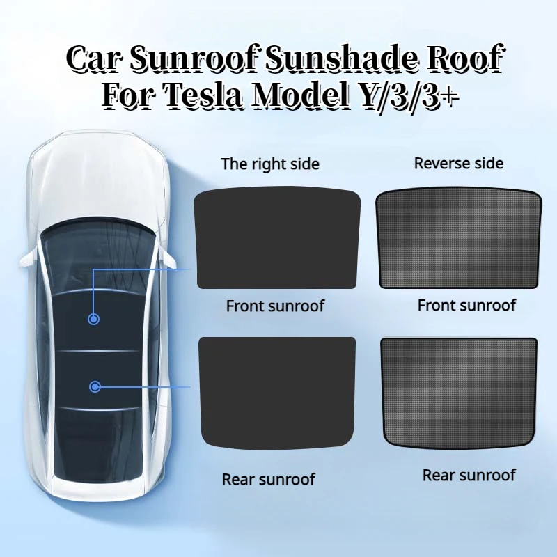 Sunroof Sunshade Roof Upgrade Ice Cloth Buckle Sun Shades Glass Roof Front Rear Sunroof Skyligh Decor For Tesla Model Y/3/3+