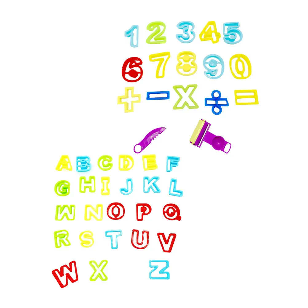 1 set kit di stampi in argilla per l'apprendimento precoce per bambini set di creatori di forme di numeri alfabetici premium fai da te modellazione di colori divertente per l'aula o