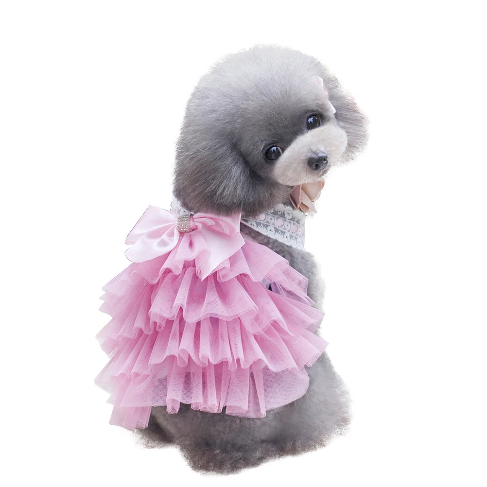 

Dog Dresses Puppy Outfits Purple Tutu with Bow Skirt Dress for Dogs Clothes Pet Dog Tutu Fashion charming princess walking