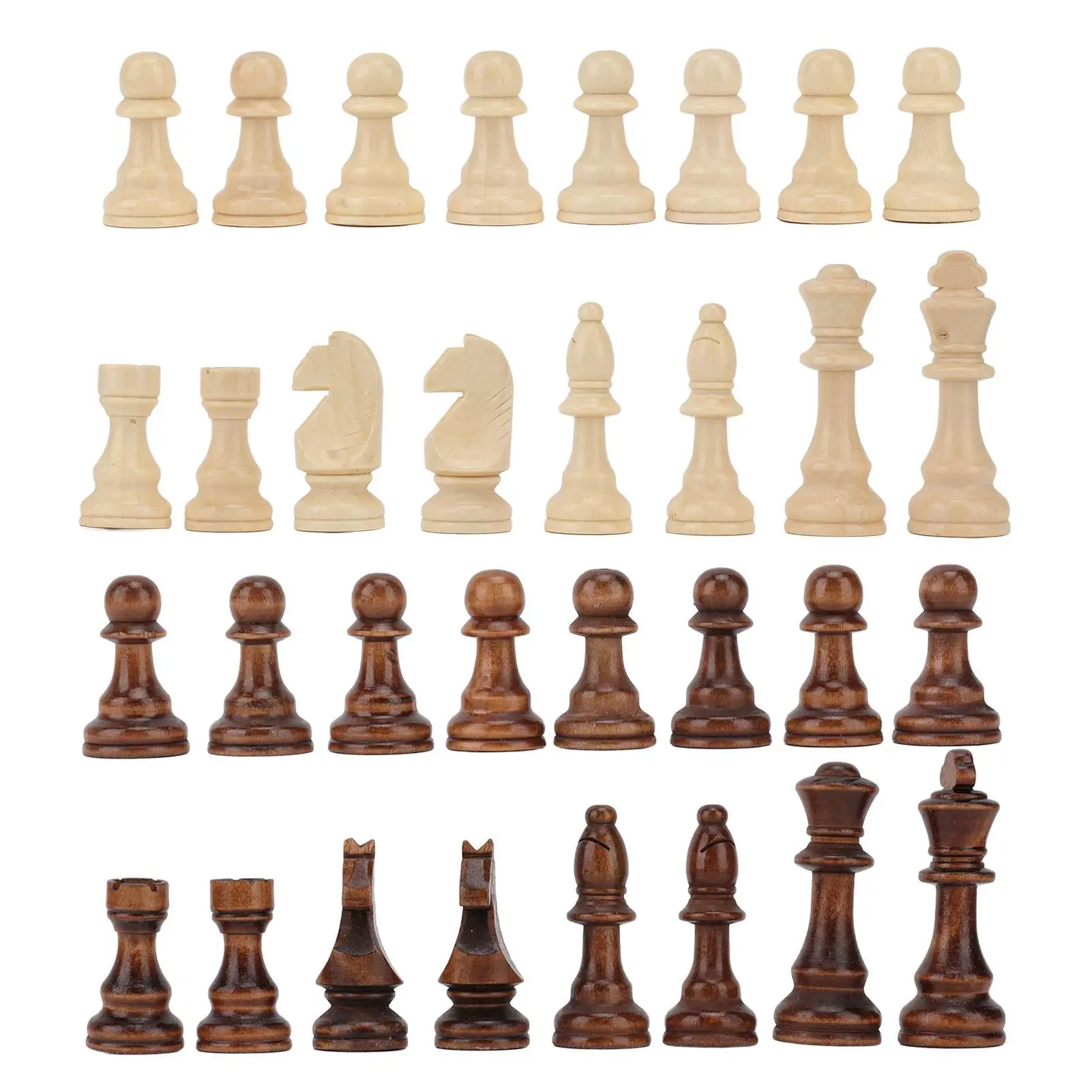 Lightweight Imitation Wood Chess Pieces - Glossy Plastic Figures in 2 Colors, Perfect for beginners