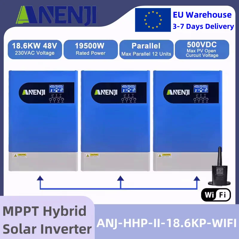 18.6KW Hybrid Solar Inverter 3 Phase Parallel 60 to 500VDC High PV Charger 380v Grid Tie MPPT Inverter With WIFI BMS