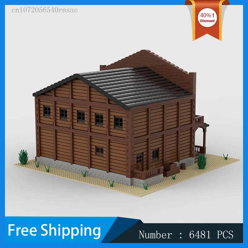 Western Style West Saloon MOC Building Blocks Modular Model Architecture House Toy Birthday Present  Street View Series