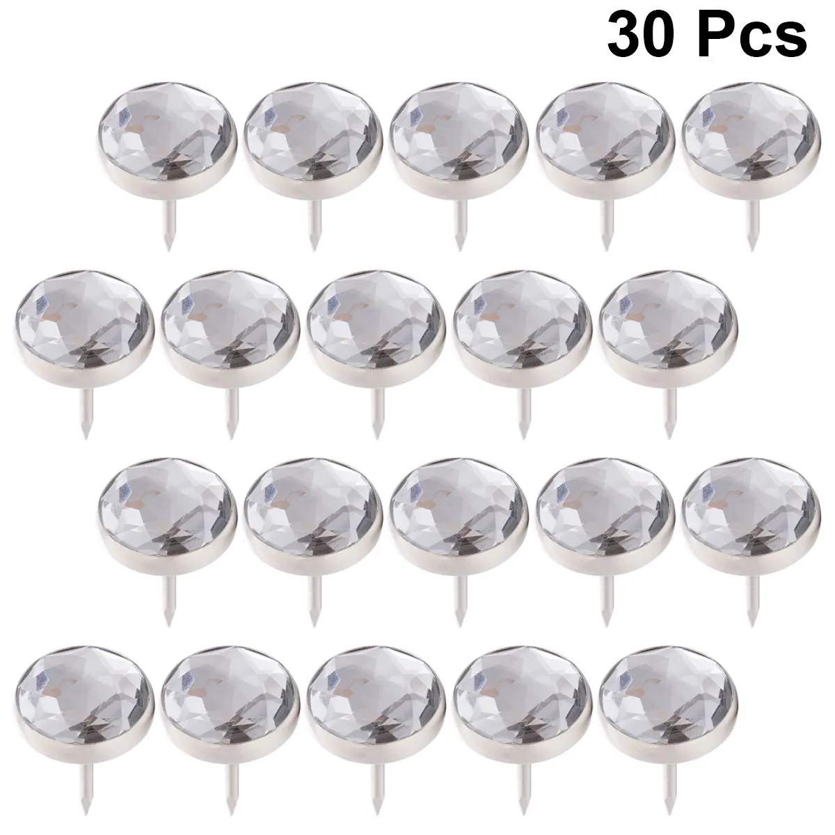 30 Pcs Decor Sofa Button Decorative Furniture Tacks Crystal Upholstery Nails White - view 2