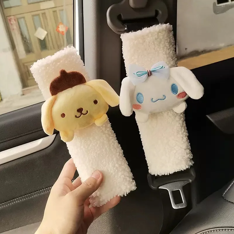 أنيمي سانريو كورومي مقعد السيارة حزام الغطاء الواقي لطيف الكرتون سينامورول أفخم اكسسوارات السيارات لوازم صبي فتاة هدية عيد