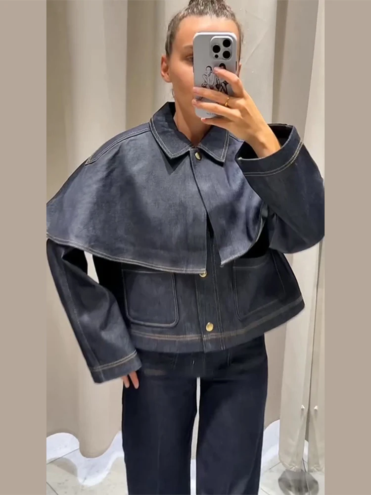 Chic Women’s Jacket Turn-down Collar Full Sleeve Single Breasted Denim Female Jackets 2025 Autumn Clock Fashion Lady Outwears 3 Chic Women's Jacket Turn-down Collar Full Sleeve Single Breasted Denim Female Jackets 2025 Autumn Clock Fashion Lady Outwears 3