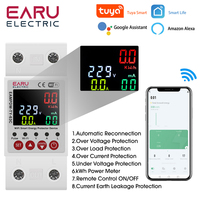 63A AC 230V Tuya WiFi Smart Energy Meter Power kWh Meter Earth Leakage Over Under Voltage Protector Relay Device Switch Breaker