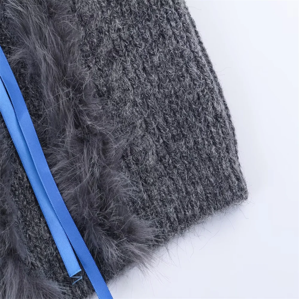 Otoño nueva moda femenina Simple y versátil cinta Sudadera con capucha abrigo de punto