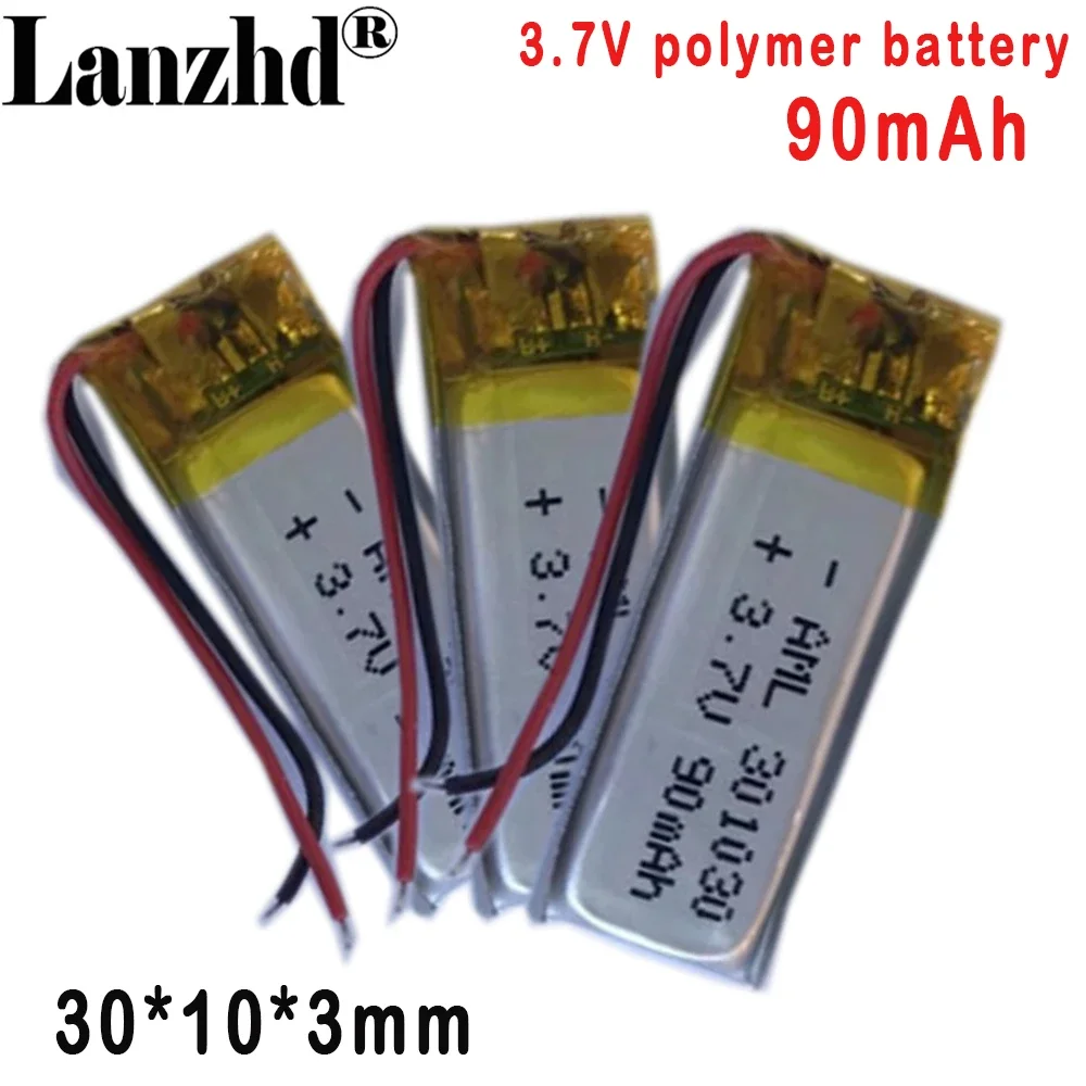 301030 Li Polymer lithium battery 90MAH 3.7V For Bluetooth headset smart wearable speaker LED