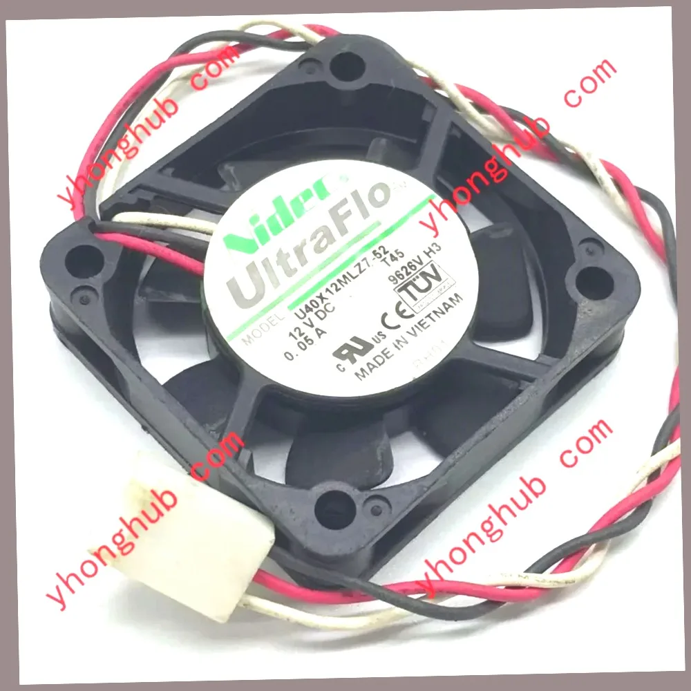 NIDEC U40X12MLZ7-52 T45 DC 12V 0.05A 40x40x10mm 3-Wire Server Cooling FanIndustrial Equipment Ventilation