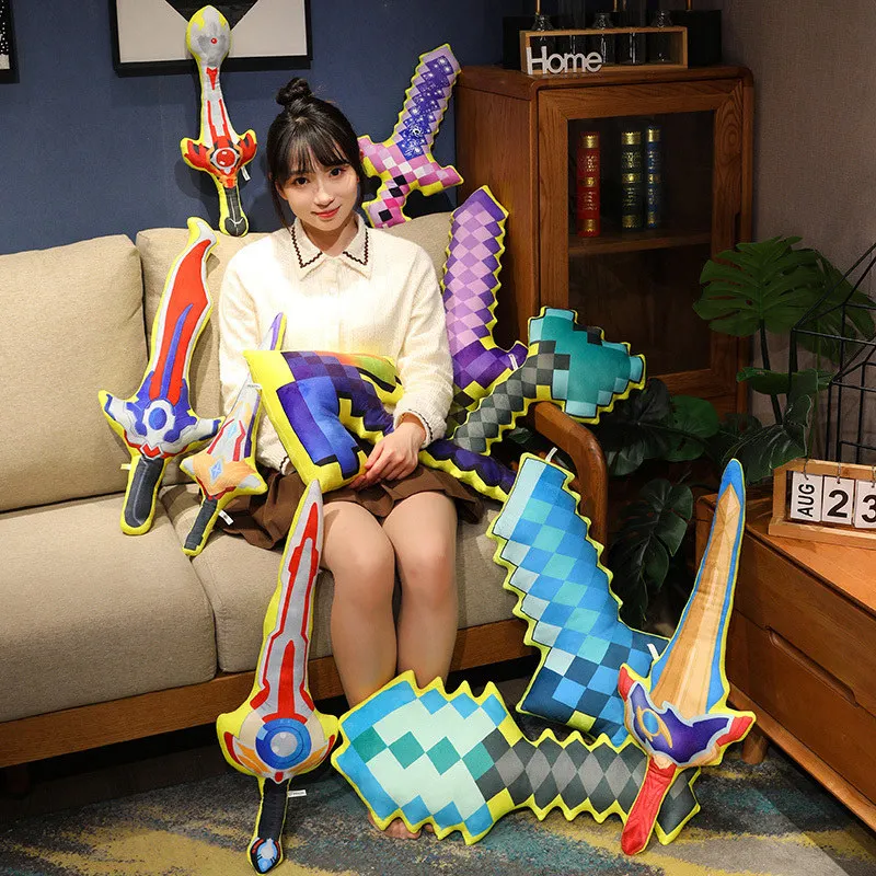 Creatieve Vriend Mes Zwaard Kussen Gevuld Zachte Cartoon Plushie Slaapkussen Peluche Verjaardagscadeau