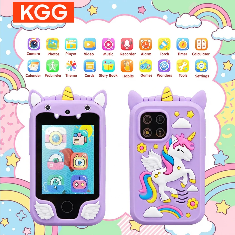 Unicorn 2.8'' Baby Mobile Mini Toy Phone Stories Kids Smart Phone Music Camera Habit Track Educational Tools 8GB Children Gifts