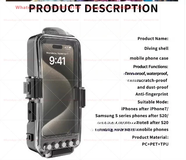 1PCS   Suitable for various mobile phones, 30 meter Bluetooth diving case, waterproof and universal for deep water shooting