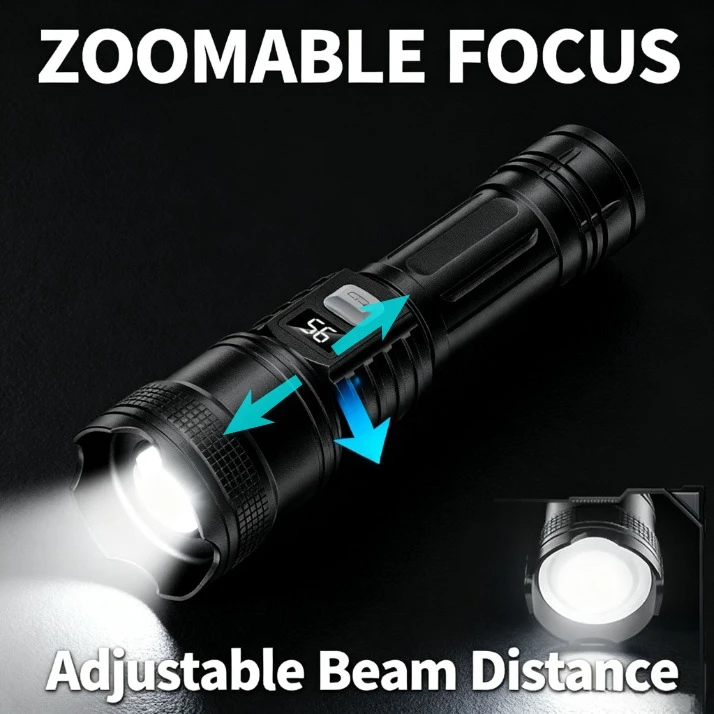 عالية قوة قوية Led التكبير مشاعل التكتيكية ضوء فلاش الشعلة الترا برايت مصباح USB شحن التخييم الصيد ديفينسا فانوس