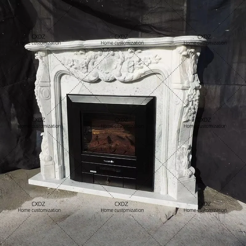 XX Marble fireplace stone carving  white marble decorative relief natural stone fireplace