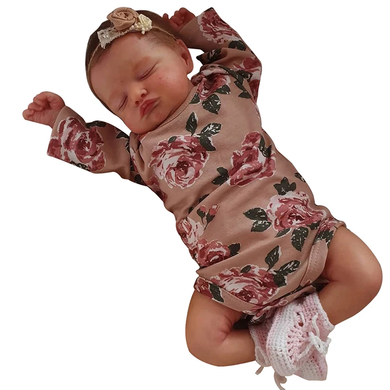 19inch Reborn Bebe  Rosalie Newborn Dolls Sleeping Baby Handmade Painted Lifelike 3D Skin with Visible Veins
