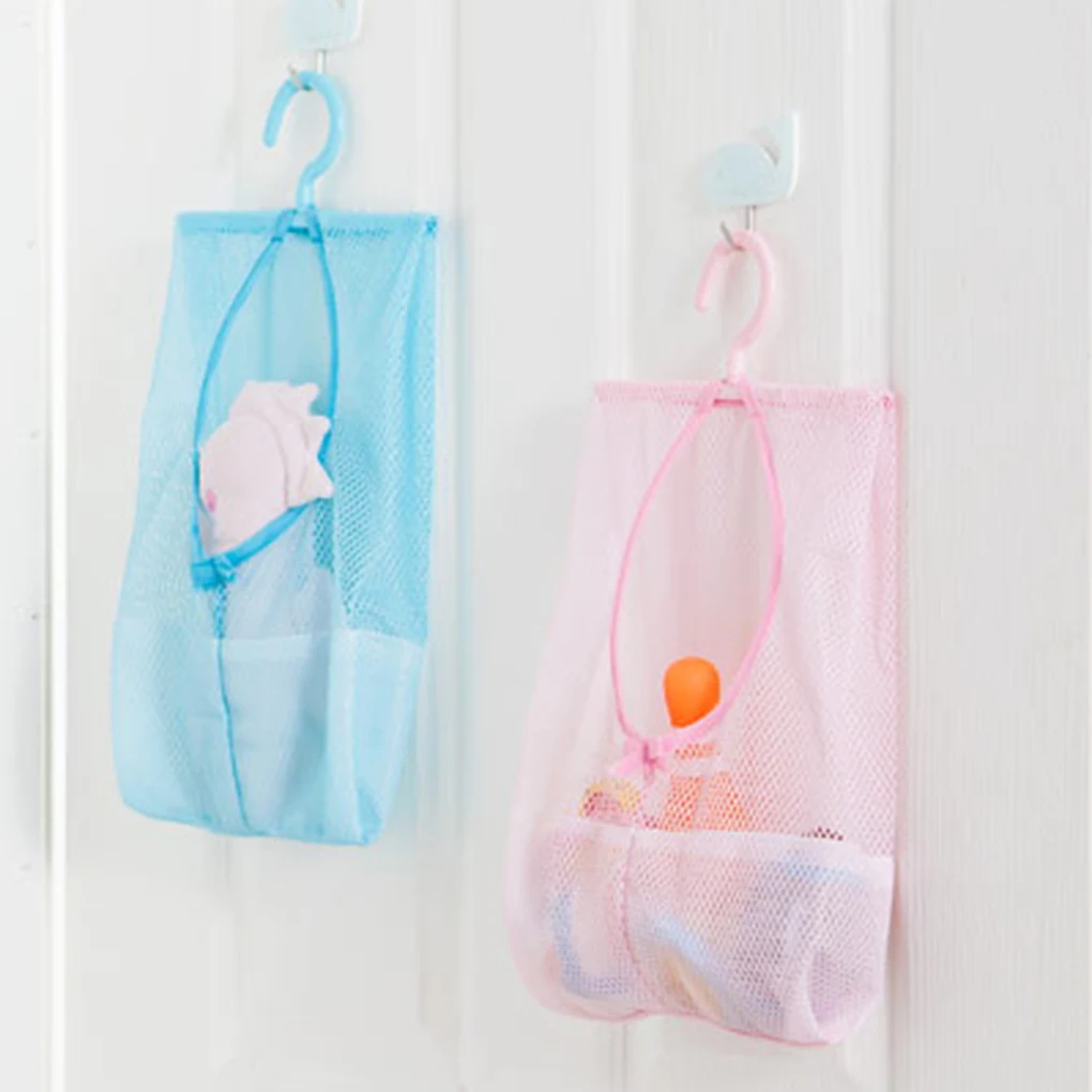 Useful Kitchen Bathroom Hanging Storage Clothespin Mesh Bag Organizer with Hook for Bath Swimming Kids Toys Storage Baskets