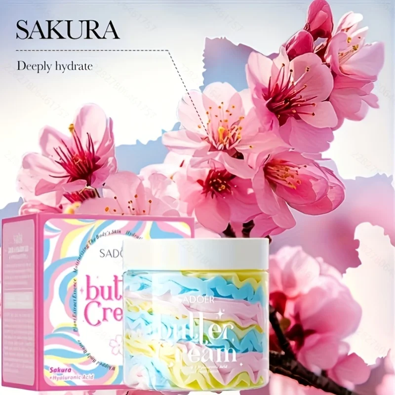 1 Box*180G of Sakura Body Lotion, Moisturizing Lotion, Formulated with a Non-Greasy Formula, Suitable for Dry, Sensitive, Mature Skin, Women's Face and Body Care, Brightening, Smoothing Skin, Body Moisturizing Lotion