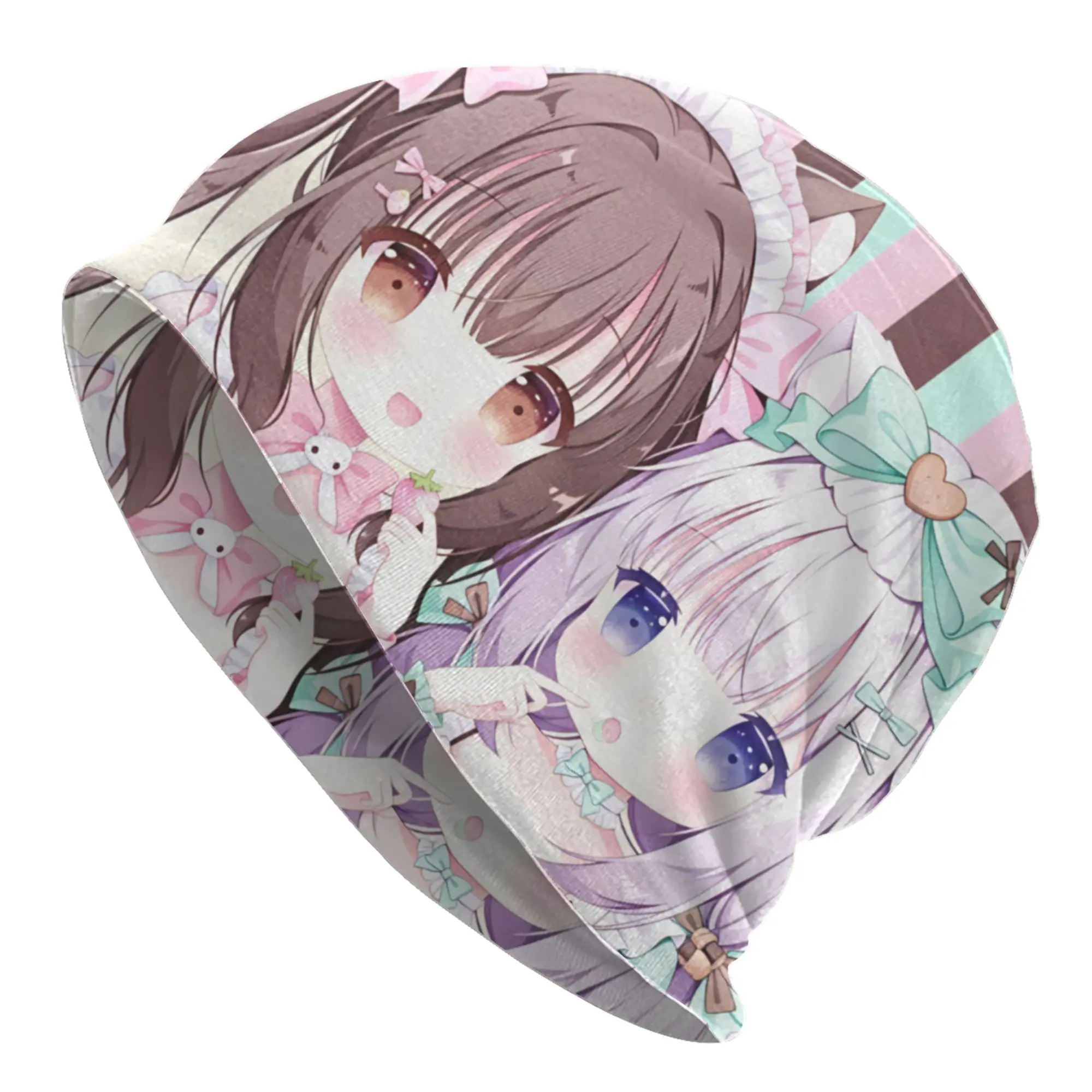 Game N-Nekopara Chocola Vanilla Bonnet Hat Knit Hats Men Women Hip Hop Unisex Adult Anime Winter Warm Beanies Cap
