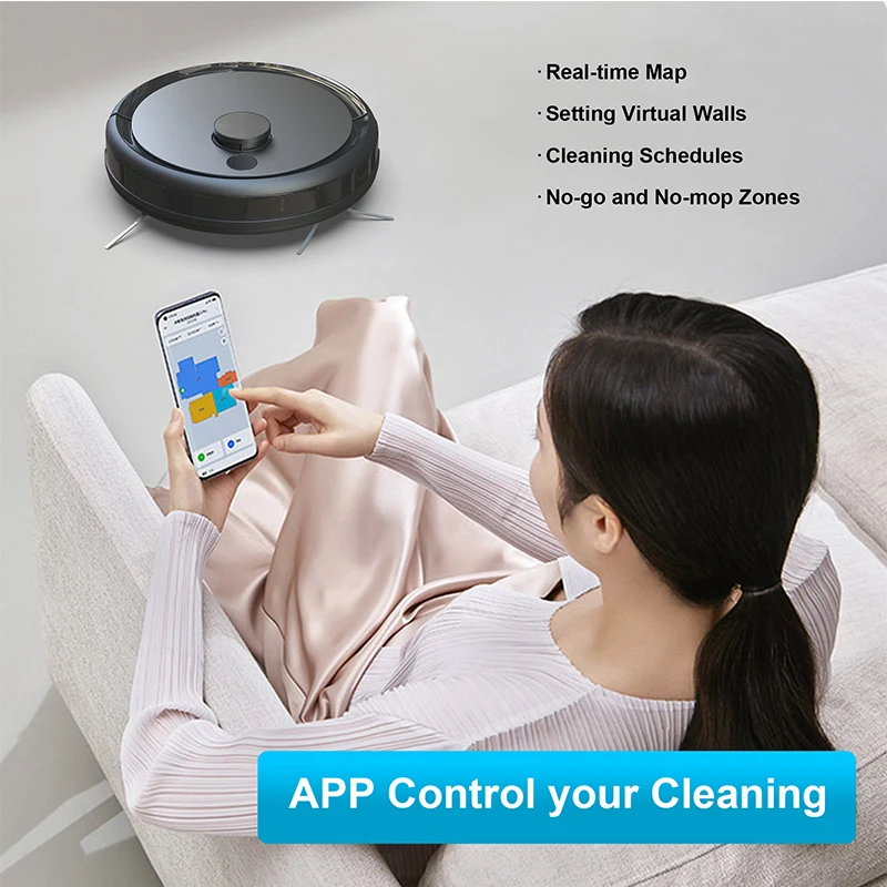 Robot Vacuum Cleaner Self Empty Smart Cleaning Housekeeping Mobile APP Control Voice Broadcast 330ML Water Tank LDS Navigation