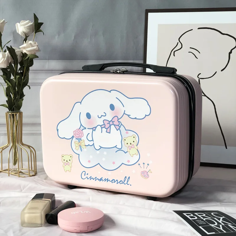 Sanrio-estuche de maquillaje portátil, caja de almacenamiento de cosméticos, Maleta de viaje, Maleta portátil de gran capacidad