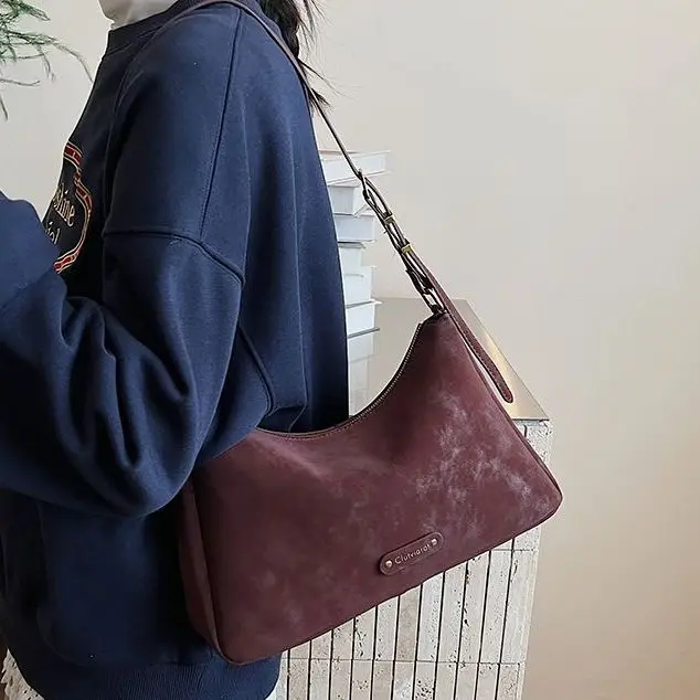 

Ретро простой дизайн, женская сумка подмышки, большая вместительная повседневная сумка через плечо, женские элегантные повседневные универсальные сумки на плечо