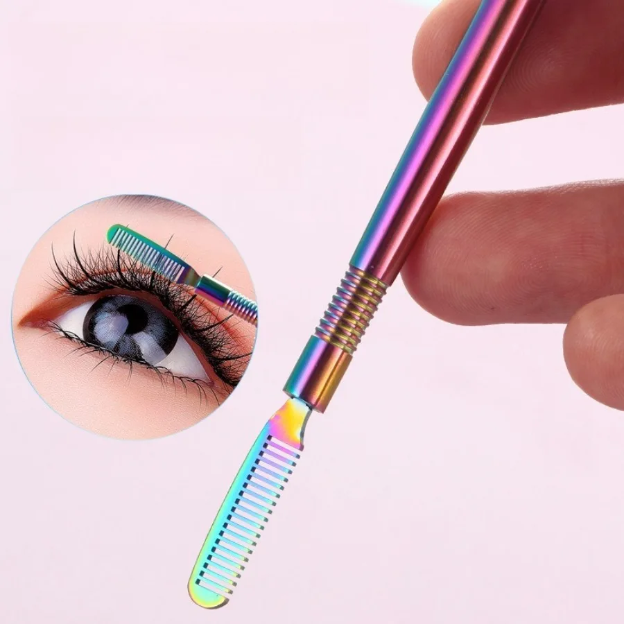 2pc Stainless steel double-ended eyelash separator, combing and picking up messy eyelashes, eyelash lengthening and curling tool