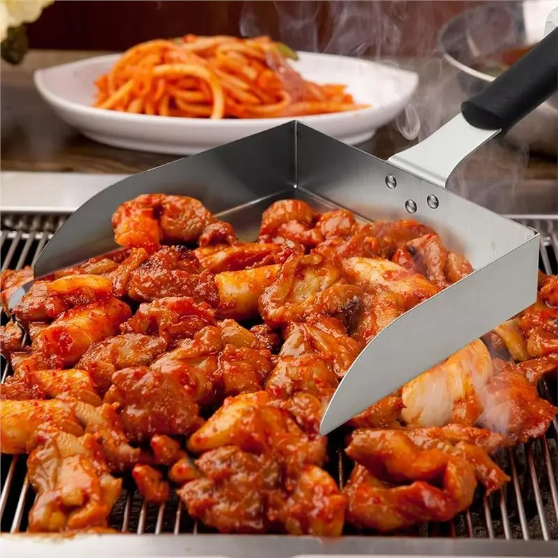 ABZV-Sekop Pengaduk Makanan Besar Untuk Nasi Goreng Panggang, Sekop Pengaduk Untuk Memasak Tipe Hibachi, Sekop Makanan Bahan Stainless Steel