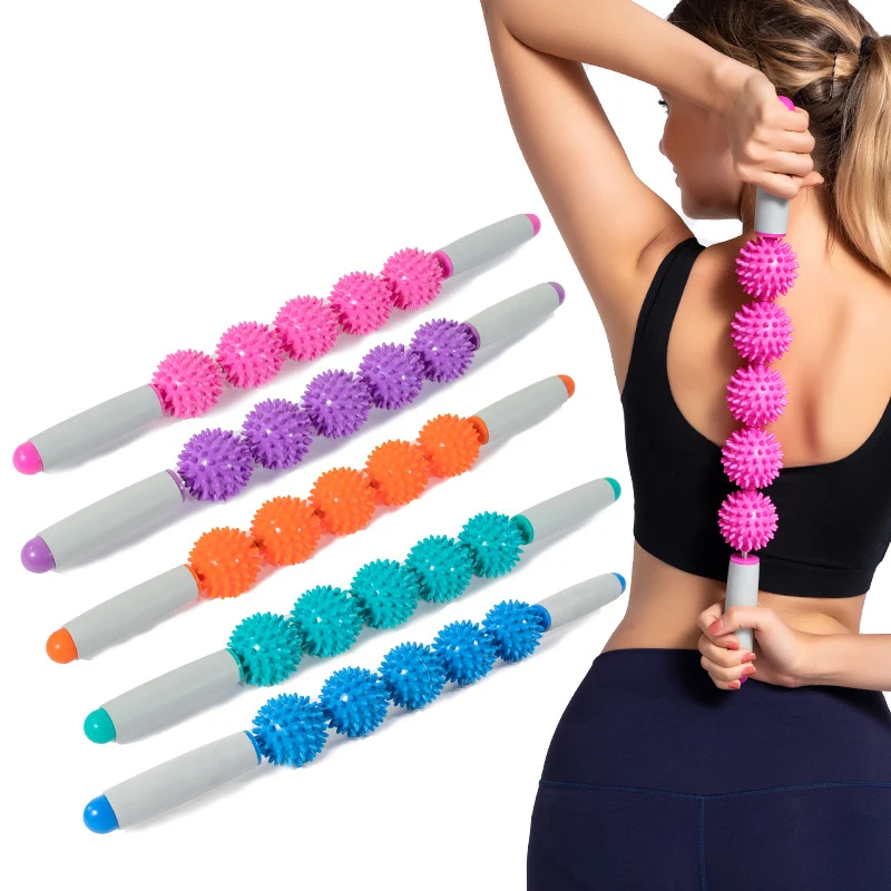 5 Balls Yoga Massage Roller Stick Massage Roller Stovepipe Artifact Bone Flexor Aponeurosis Stick Relieve Stress Calf Roll Leg