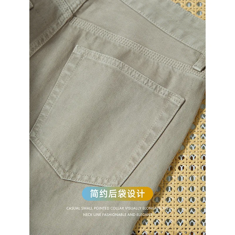 100% 순면 레트로 청바지 남성용 가을 겨울 비즈니스 캐주얼 빈티지 와이드 레그 스트레이트 데님 팬츠 남성 출퇴근용 바지