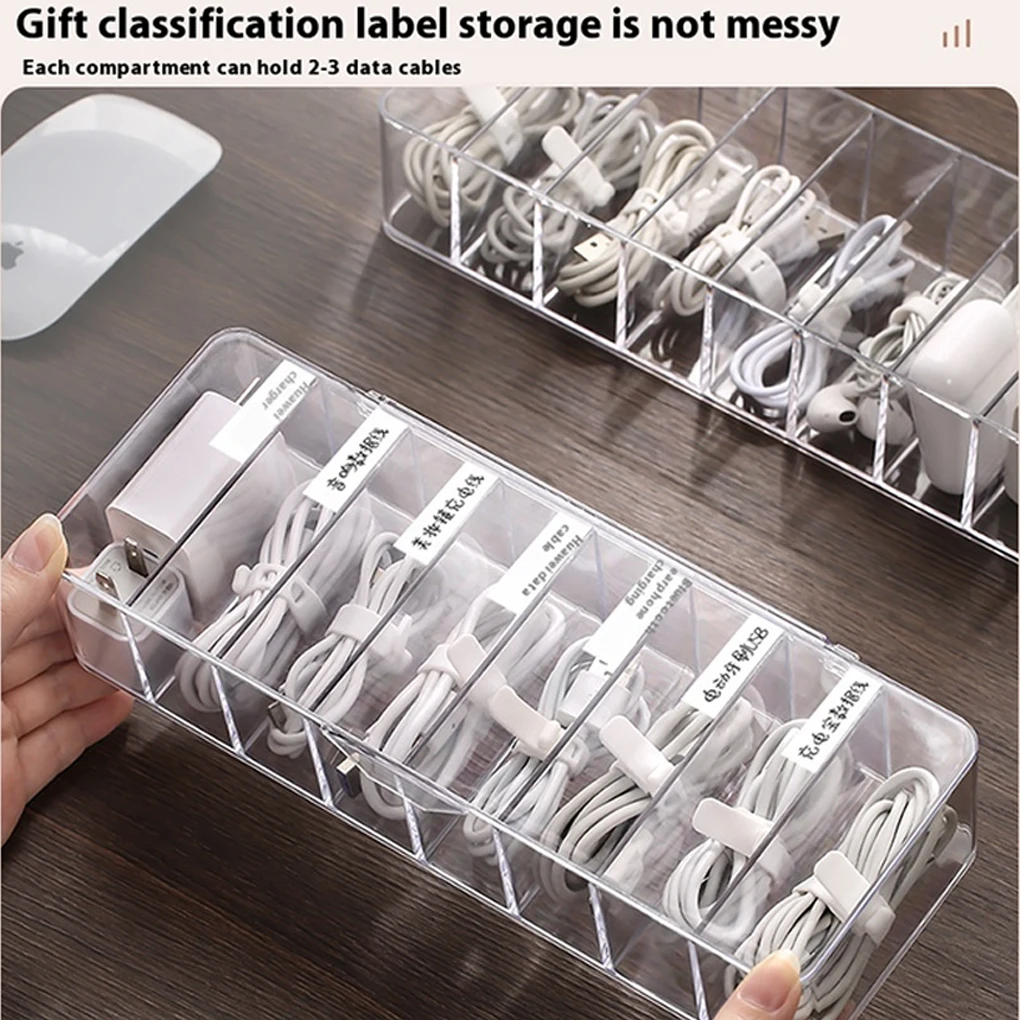 Transparent Cable Storage Box Plastic Data Line Storage Container Dust-proof Headset Data Charging Line Accessories Organizer