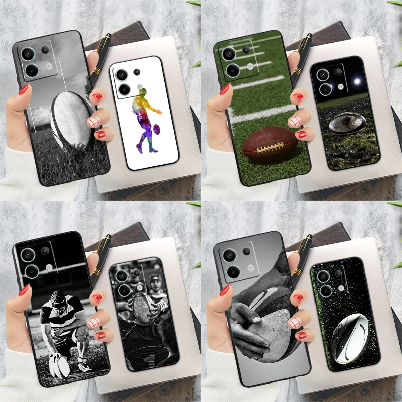 Rugby Ball Case For Xiaomi Redmi Note 14 12 11 9 10 13 Pro 9S 10S 11S 12S Redmi 13C 10C 12C 14C Cover