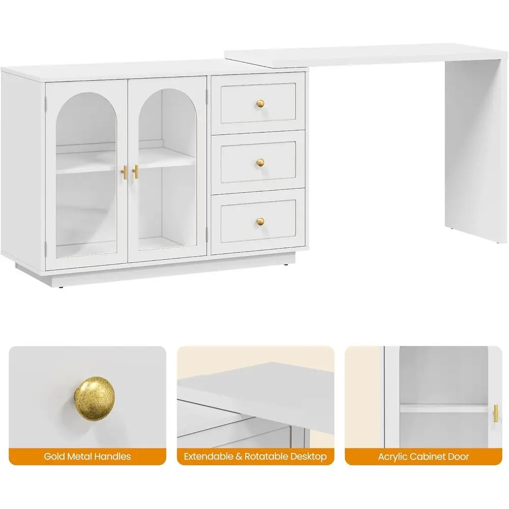 Large 83 Makeup Vanity Desk with 3 Drawers and 2 Doors, White, Ideal for Bedroom or Dressing Room (Mirror Not Included)