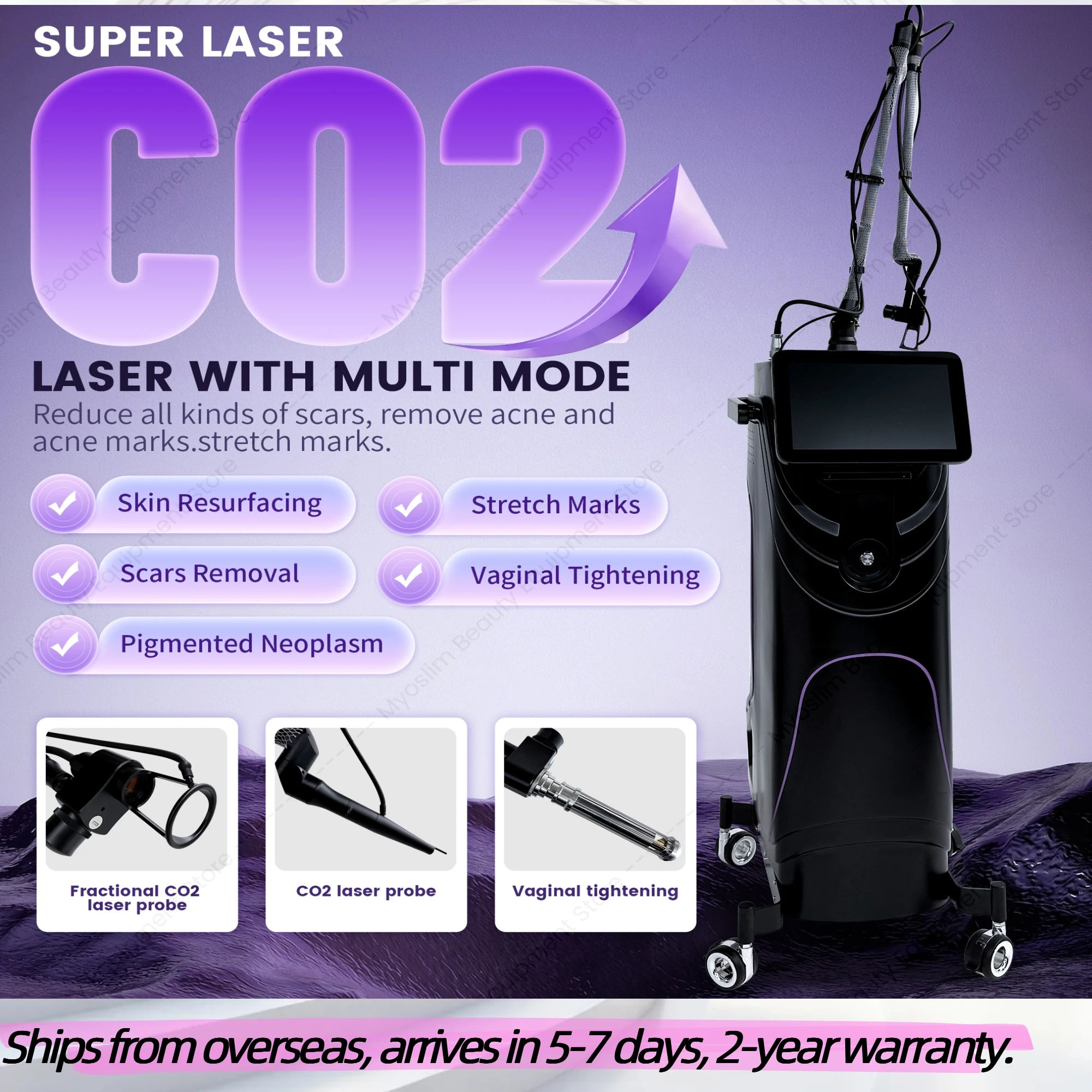 New Professional Vertical Fractional CO2 Beauty Equipment 3-Probe For Vaginal Care And Acne Scars Restoration Device