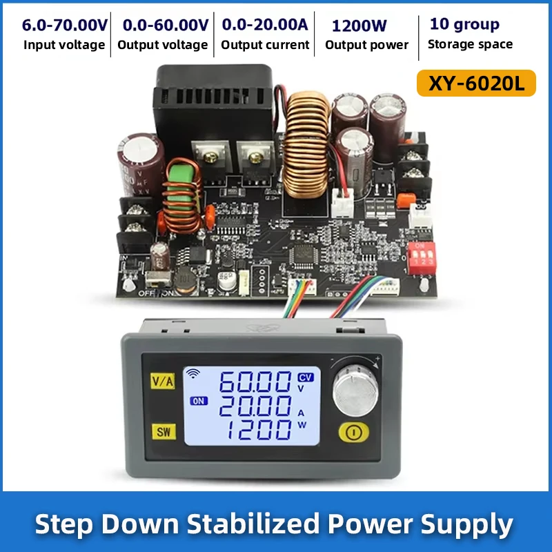 20A 1200W CNC Adjustable Direct Current Stabilized Voltage Power Supply Base Plate Constant Voltage and Current Step-down Module