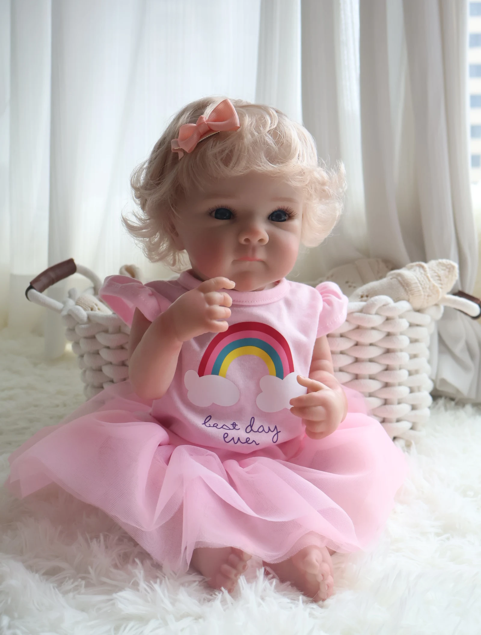 18 inch Bettie Reborn Doll Simulation Baby Girl Toy Rooted Hair Party Birthday Christmas Gift