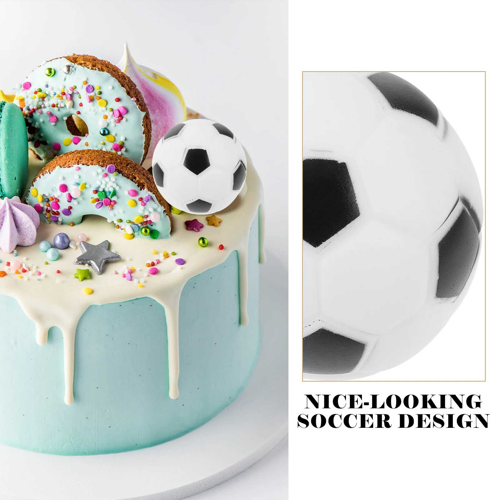 

6Pcs Soccer Cake Decorations Lightweight Compact Boys Birthday Party Sports Theme DIY Cake Decoration Baking Decoration