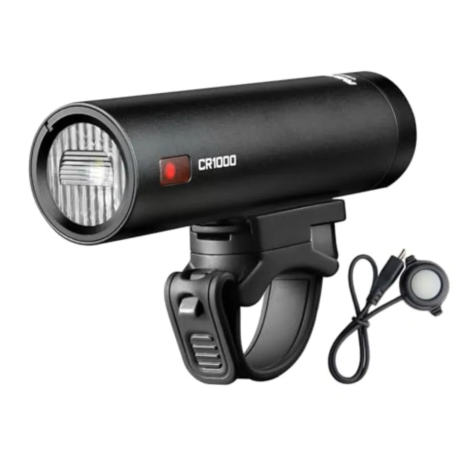 

CR1000 Bike Light 1000 Lumens with T-Shaped Beam for Night Riding, Bike Front Light with IPX6 Waterproof Aluminum Housing, Rubb