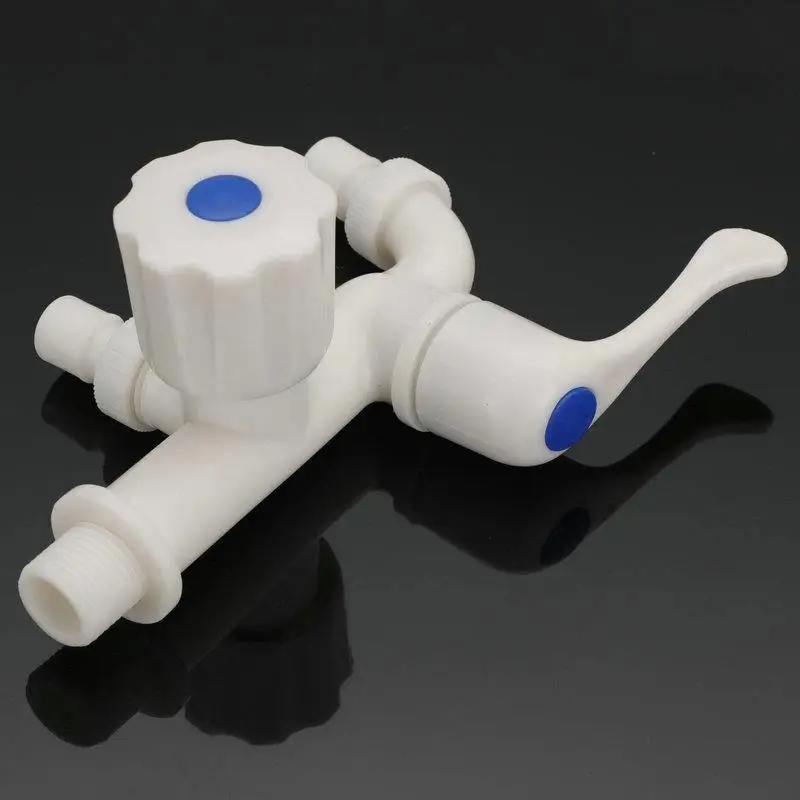 1 Stück G1/2 Zoll Kunststoff-Doppelablass-Wasserhahn mit unabhängigen Steuerungs-Schlauchadaptern für Waschmaschinen und Gartennutzung – Detail 4